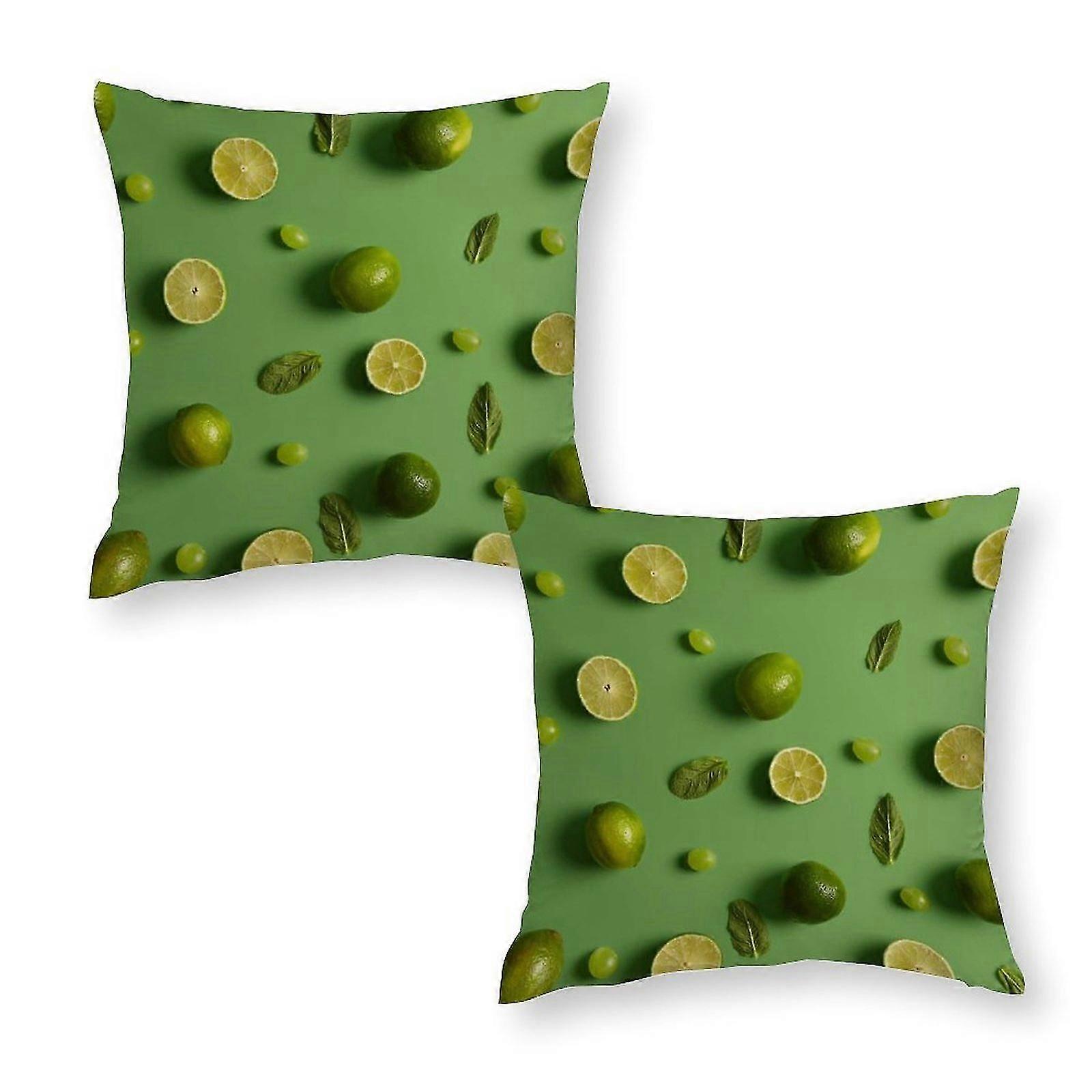 Muchas fundas de almohada de limones verdes Juego de 2