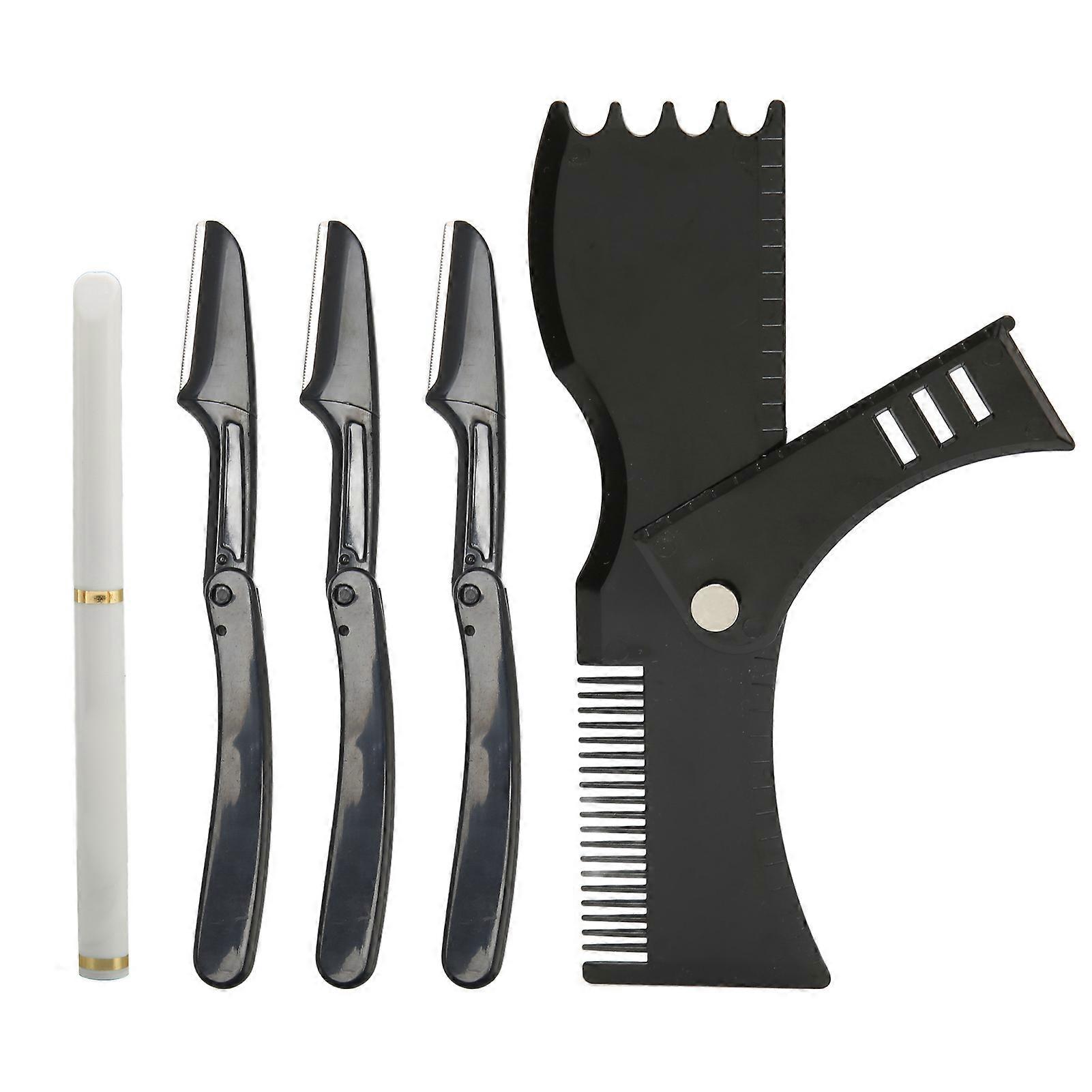 Kit d'outils de mise en forme de barbe, de coupe, de toilettage, crayon de barbier blanc, pochoir de barbe noir, kit de gabarits
