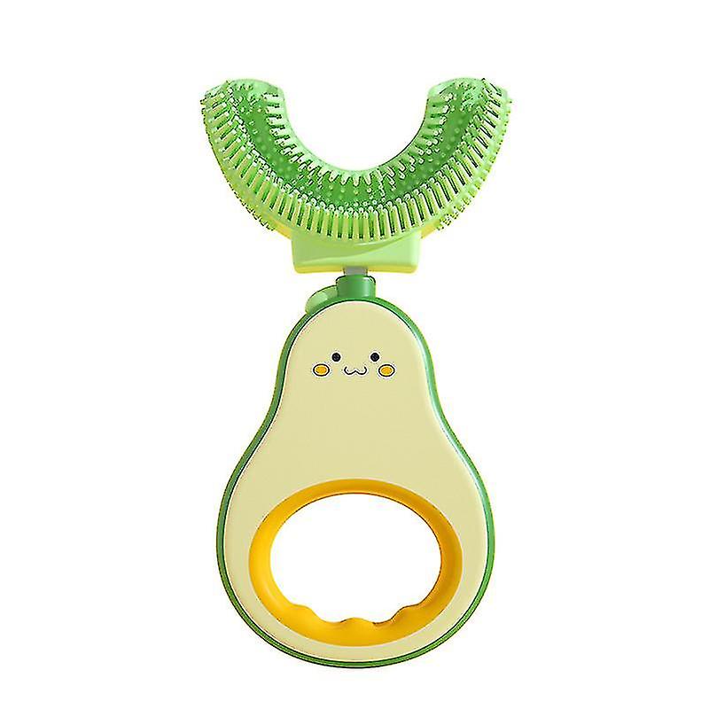 Lightly Branded Yellow Avocado Handheld Children's U-shaped Toothbrush