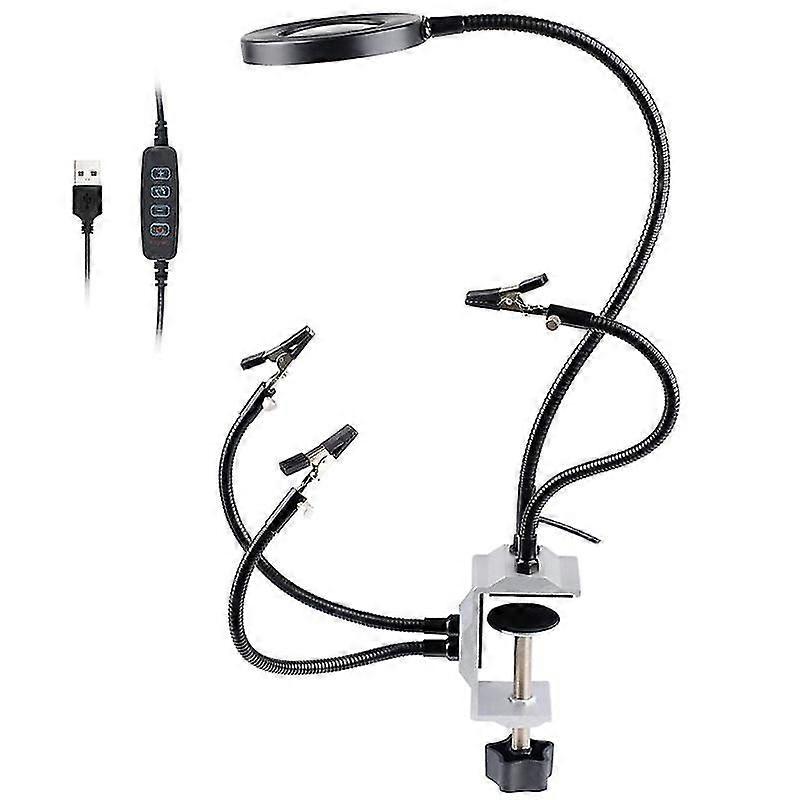 Led Magnifier Bench Table 4pc Flexible Hand Tool Sing