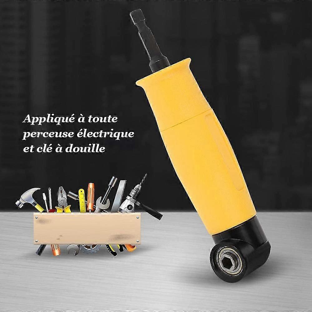 90 Degree Right Angle Drills Adapter Yellow Screwdriver 6.35mm Hex Shank Driver With Magnetic Bit Holder
