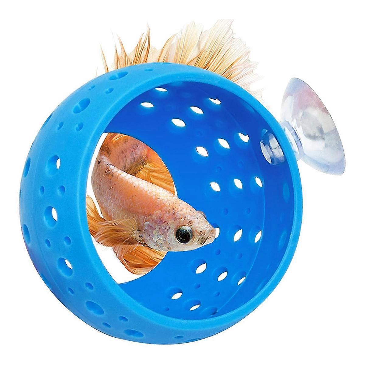 Bettas Tunnel, Aquarium Fish Hideout with Suction Cup Blue