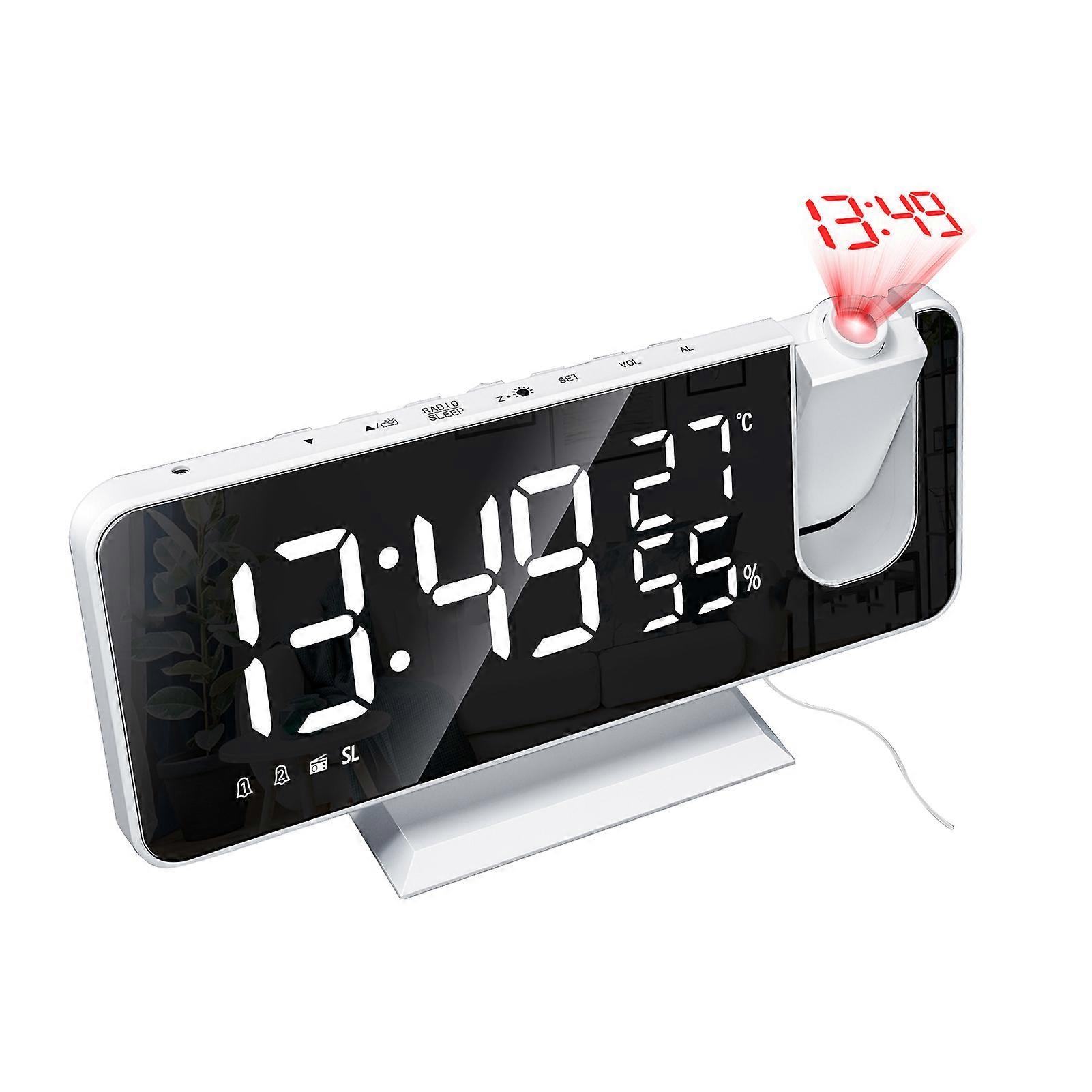 Digital Projection Alarm Clock Indoor Temperature Humidity Monitor, FM Radio