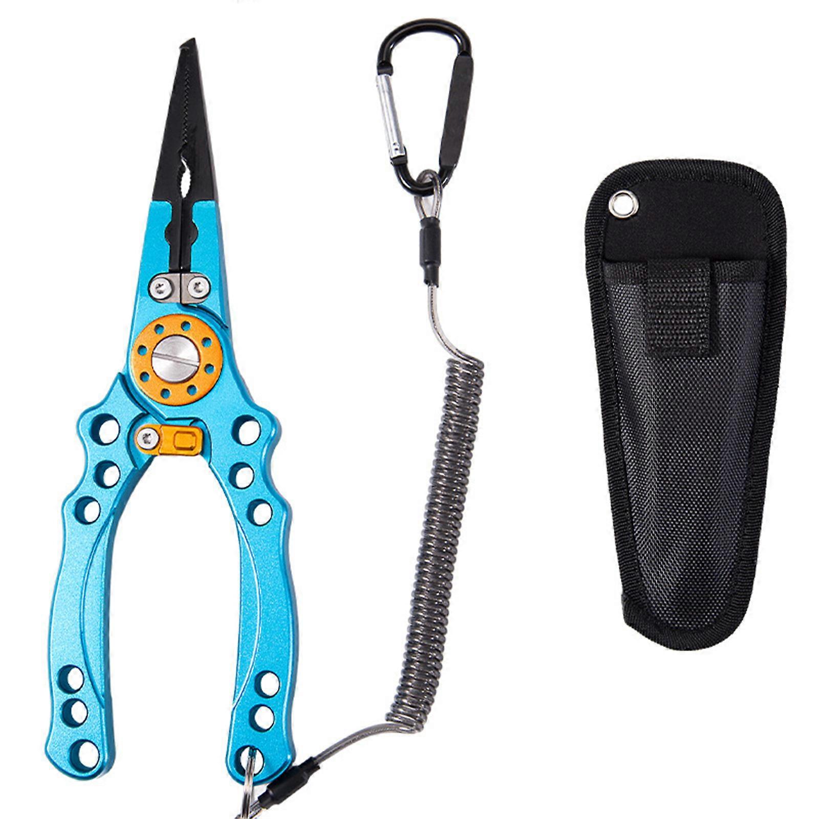 Portable Small Fishing Pliers Scissors Cutting Fish Line Tongs Aluminum Alloy Hook Remover Fish Line Cutter Easy to Use Sky Blue