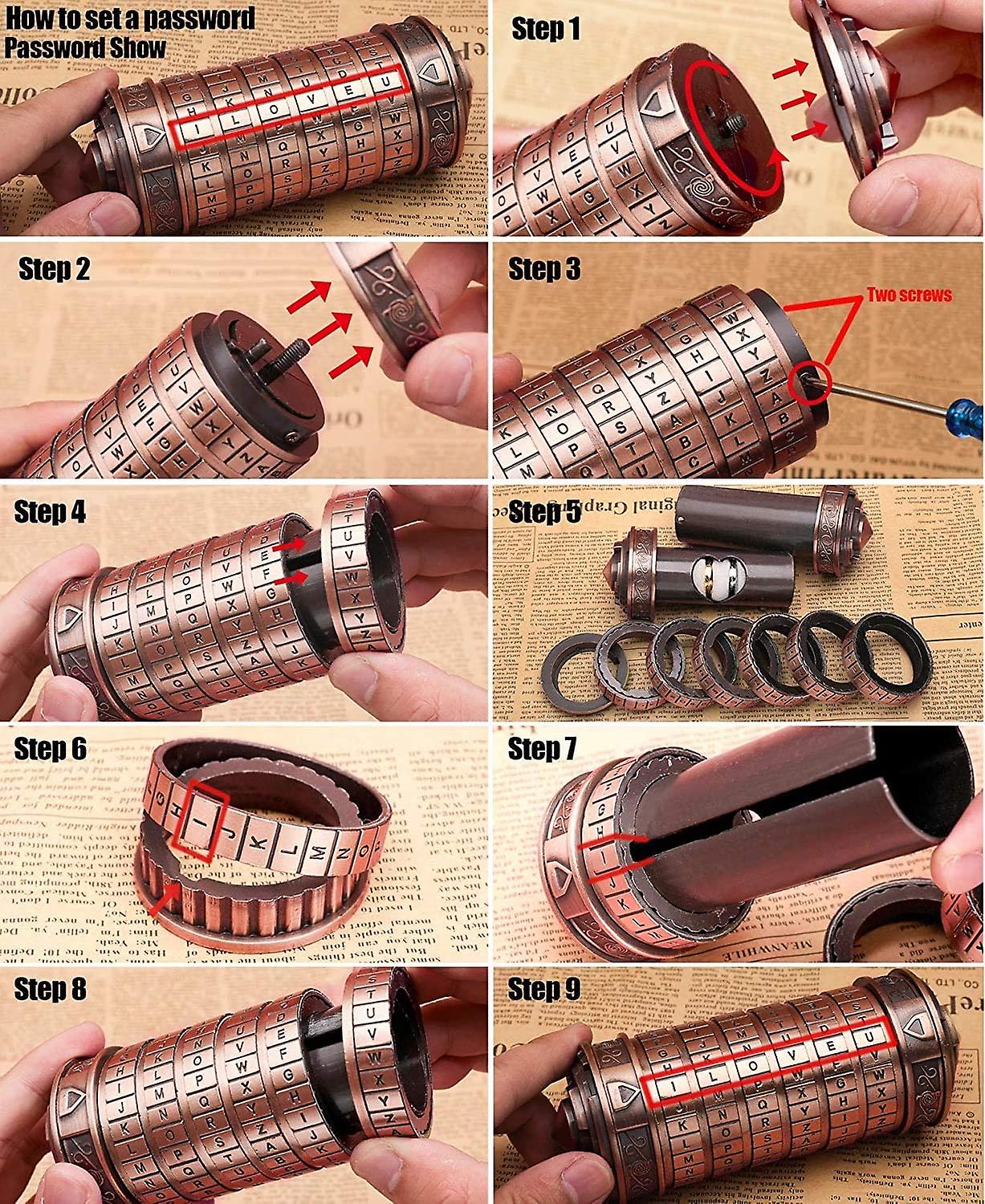 Password Mini Lock Puzzle Box With Hidden Compartment Anniversary ...