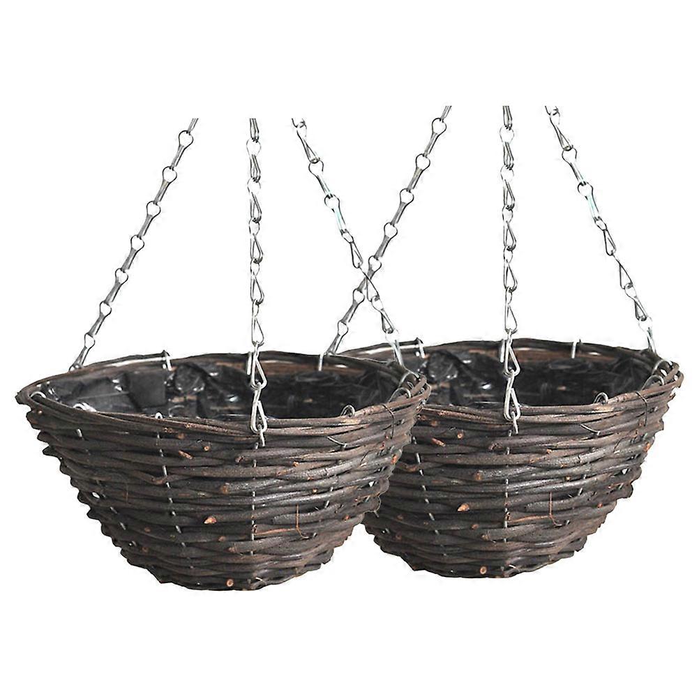 Handmade Rattan Hanging Flowerpot Planter Basket for Home & Balcony Decoration – Elegant Design for Succulents & Flowers – 2pcs Set