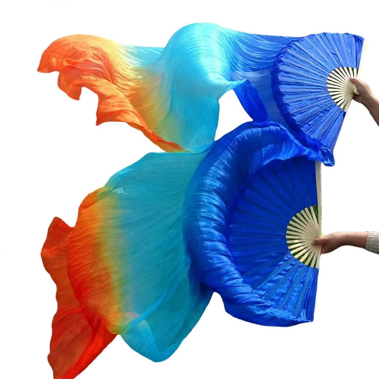 1ペアベリーダンスファン女性ロングシルクファンコスチュームアクセサリー