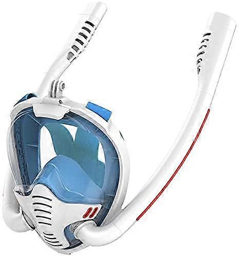 Full Face Snorkel Mask with Double Air Intake for Swimming and Diving, Anti-Fog, Adjustable Straps, One Size Fits All