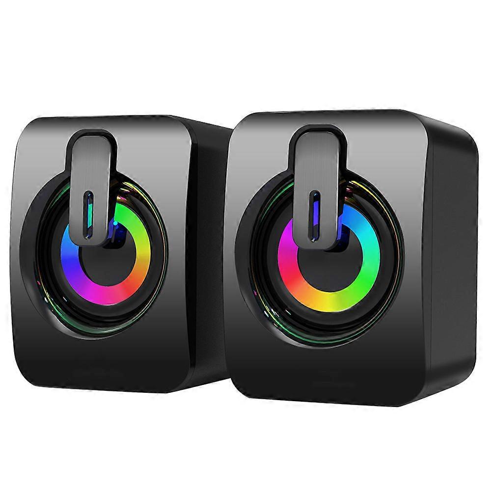 Gaming Speakers with Colorful LED Light for Home Use Wired Computer Speakers USB Powered Black ABS 3.5mm Jack