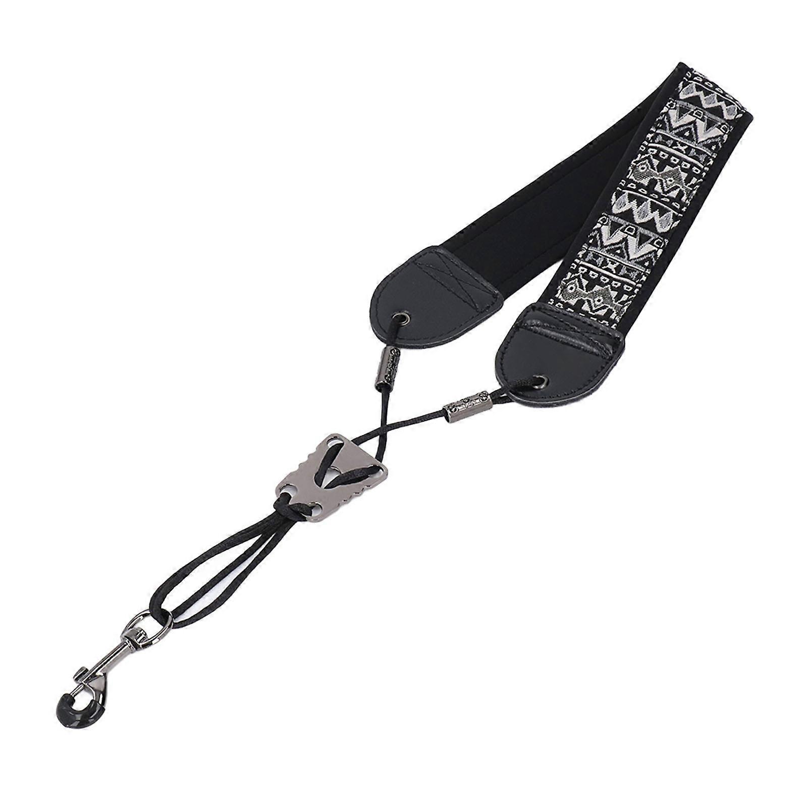 רצועת צוואר סקסופון עם מתכת וו התאמת אבזם EVA כותנה רך מרופד רצועת סקסופון לסופרן טנור סקסופונים רקמה דפוס 