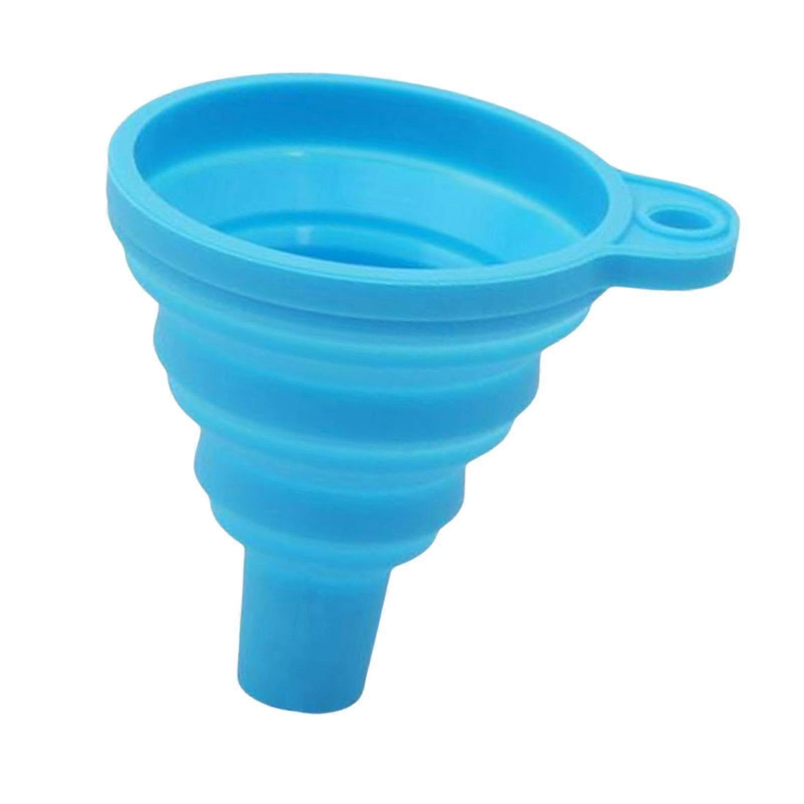 Collapsible Silicone Funnel for Household Liquids, Ideal for Transferring Fluids Such as Milk, in Blue Color, Suitable for Various Brands