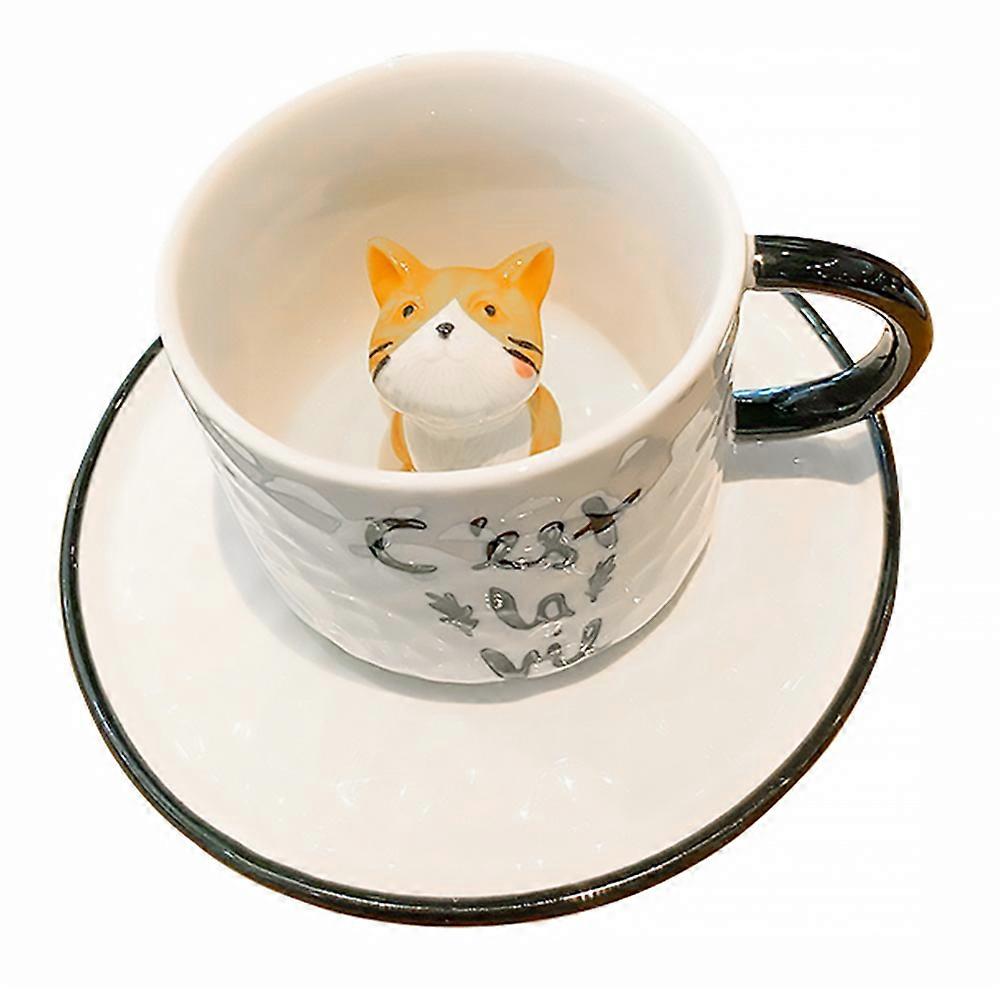 1 Set 3D Animal Coffee Mug Ceramics Cup Mug Animal Inside Cup for Office Home