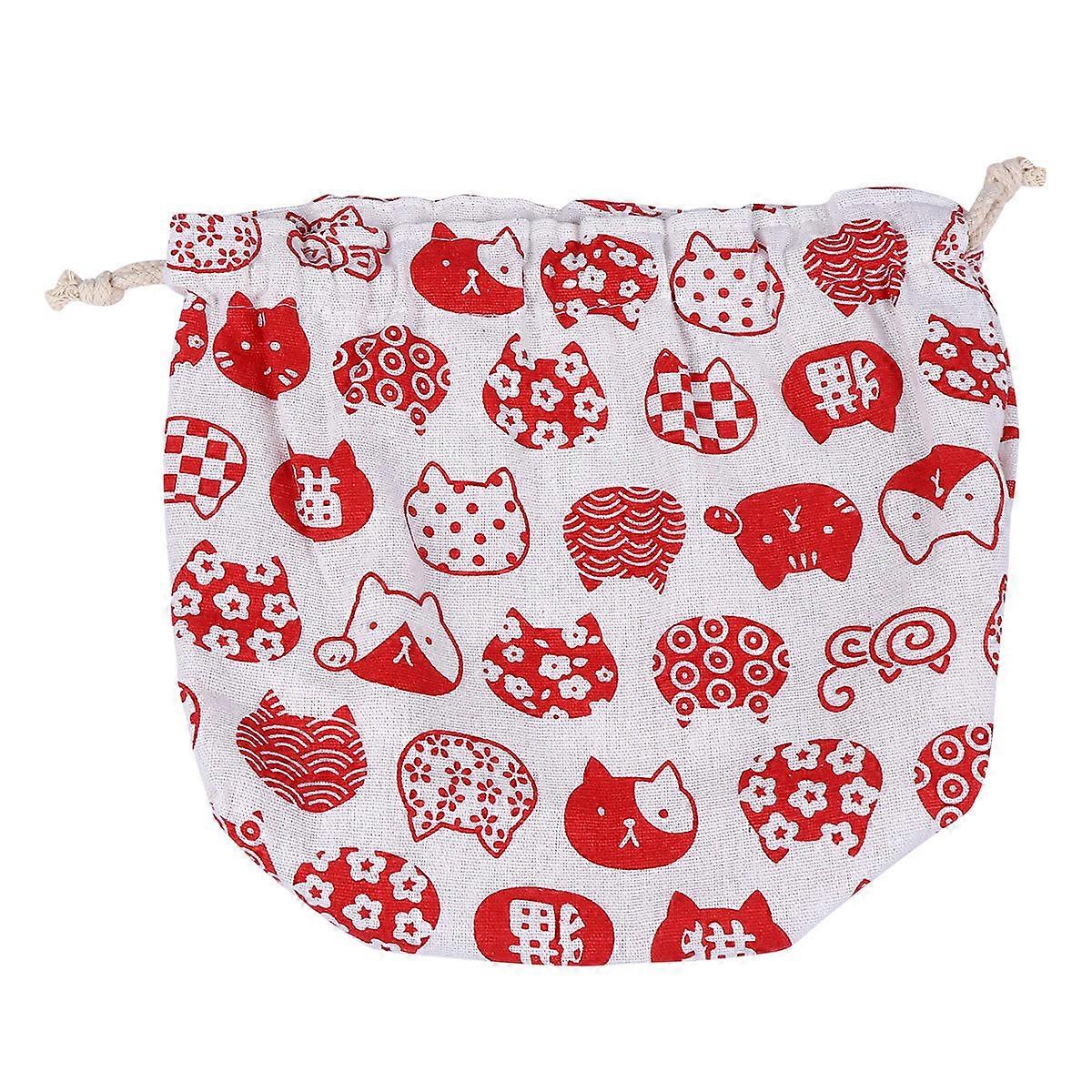 Here's a refined product description for the **"1pc Japanese Style Double Layer Thickened Bento Bag With Drawstring Portable Cotton And Linen Food