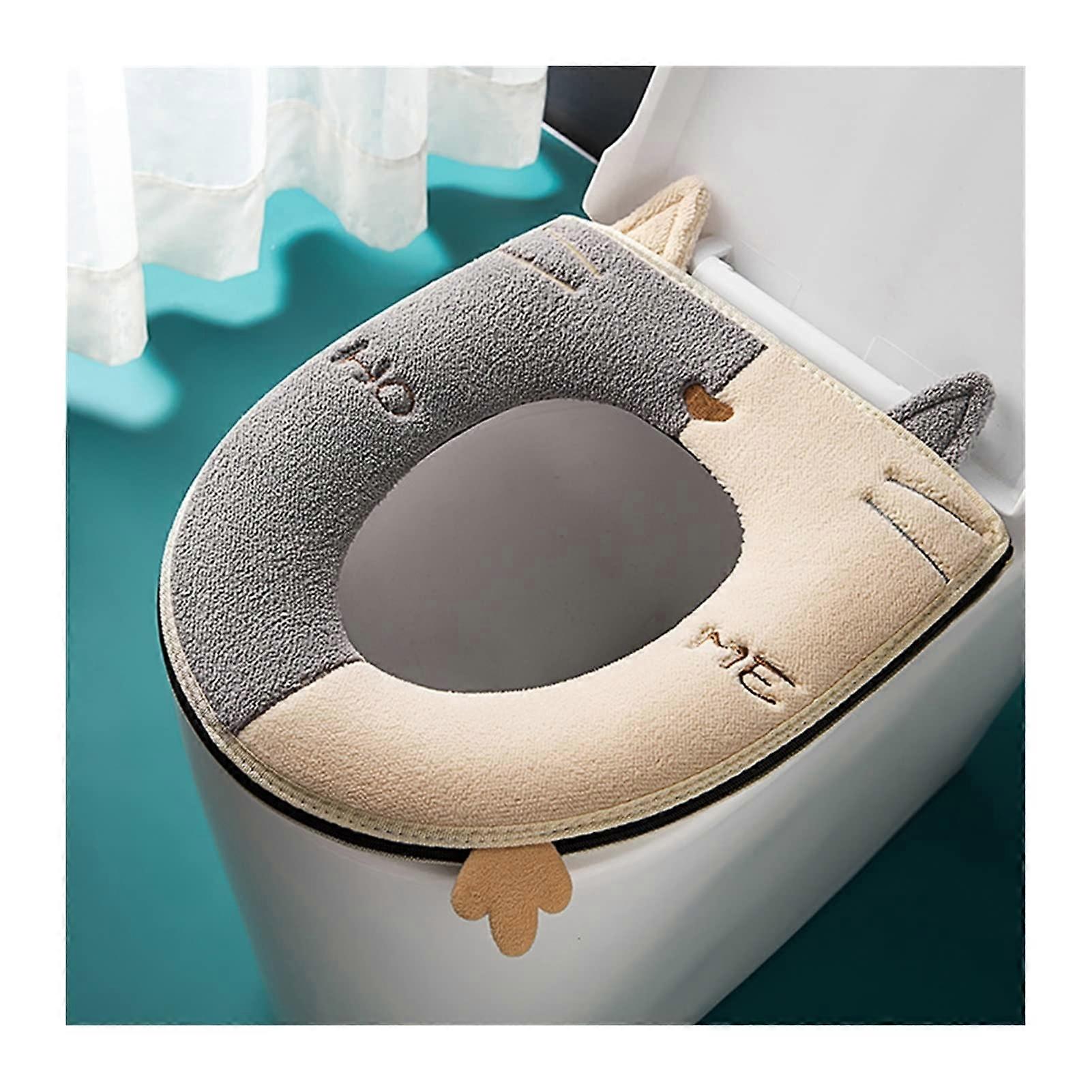 HTRJAPL Toilet Seat Cover with Handle Universal Toilet Seat Cushion Bathroom Accessories Toilet Seat Cushion (Grey and White) Grey / White