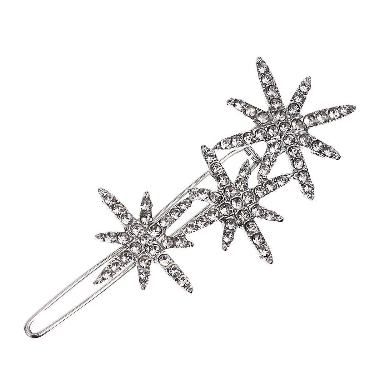 Alloy French Barrette Hair Clips Shiny Rhinestones For Ladies Elegant Gloss 6x2.2cm 1 Pair