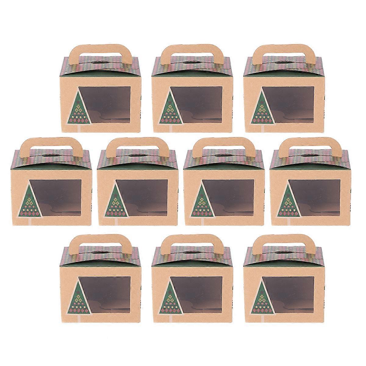Bakery Boxes Christmas Cake Wrapping Boxes present Packaging Rectangular Shape Green Color 10Set