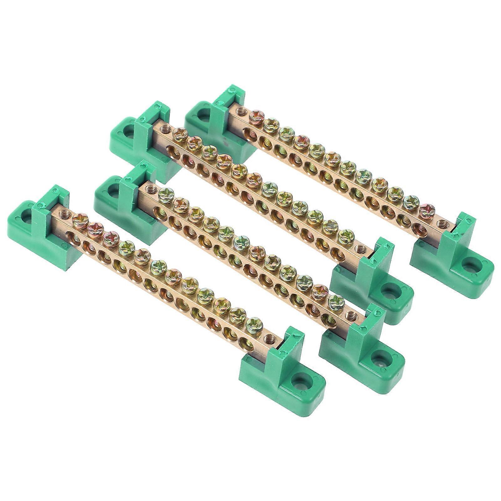 Wire Terminal Block Ground Bus Terminal Strip For Panel Applications Electrical Grounding Copper 4Pcs