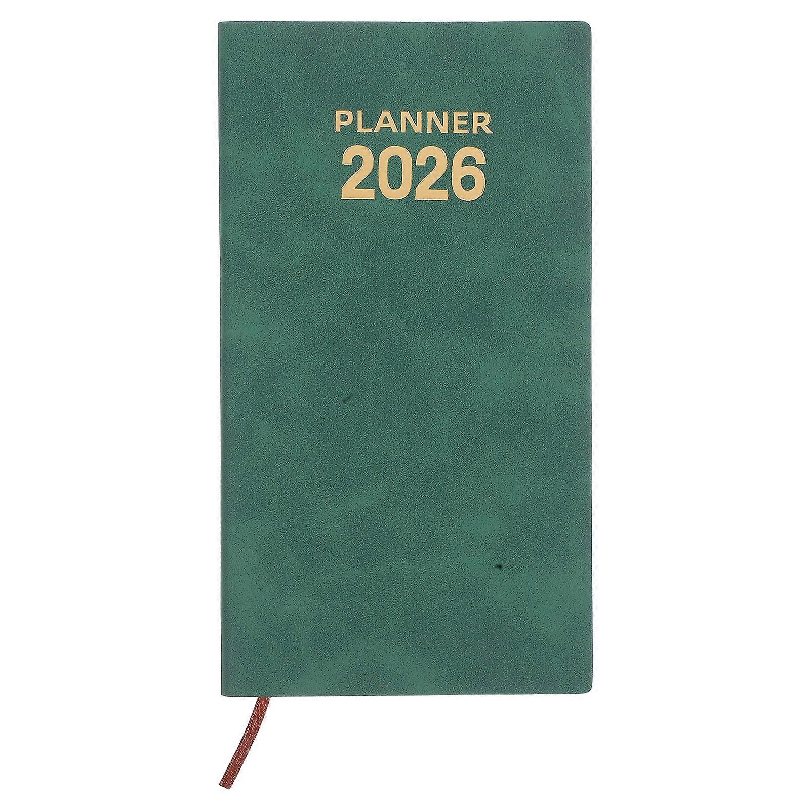 Compact Daily Planner Notebook with PU Cover, Weekly Calendar & Ink Resistant Pages for Home and Office Use