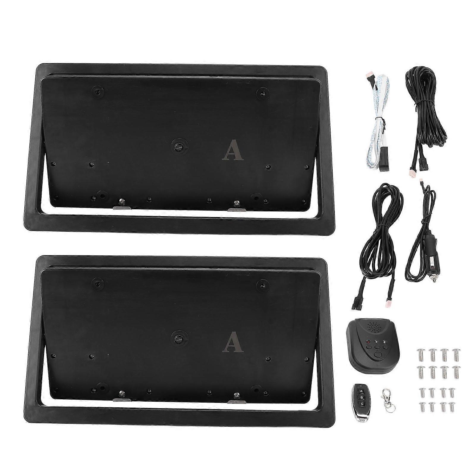 Lot de 2 supports de plaque d'immatriculation électriques avec télécommande et couvercle rabattable pour plaque d'immatriculation américaine
