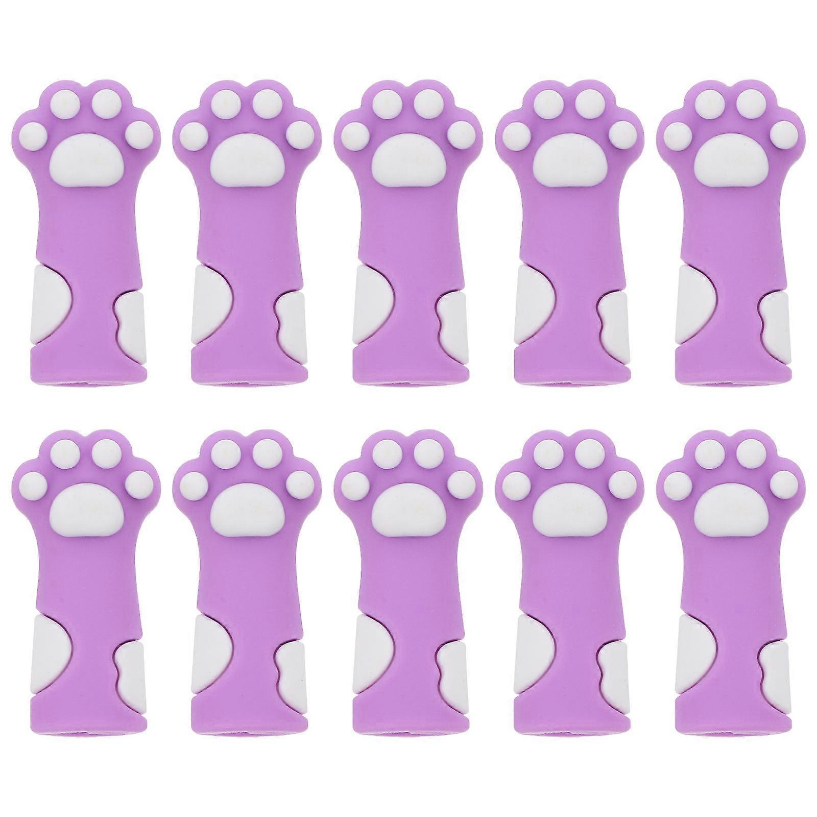 Purple Cat Paw Shape Nipper Cover Knitting Needles Prevent Stitches from Slipping 10Pcs