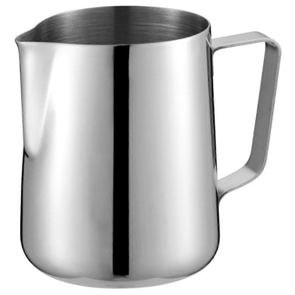 Frothing Pitcher Ergonomic Handle Spout Design Kitchen Use Silver 350ml 1Pack
