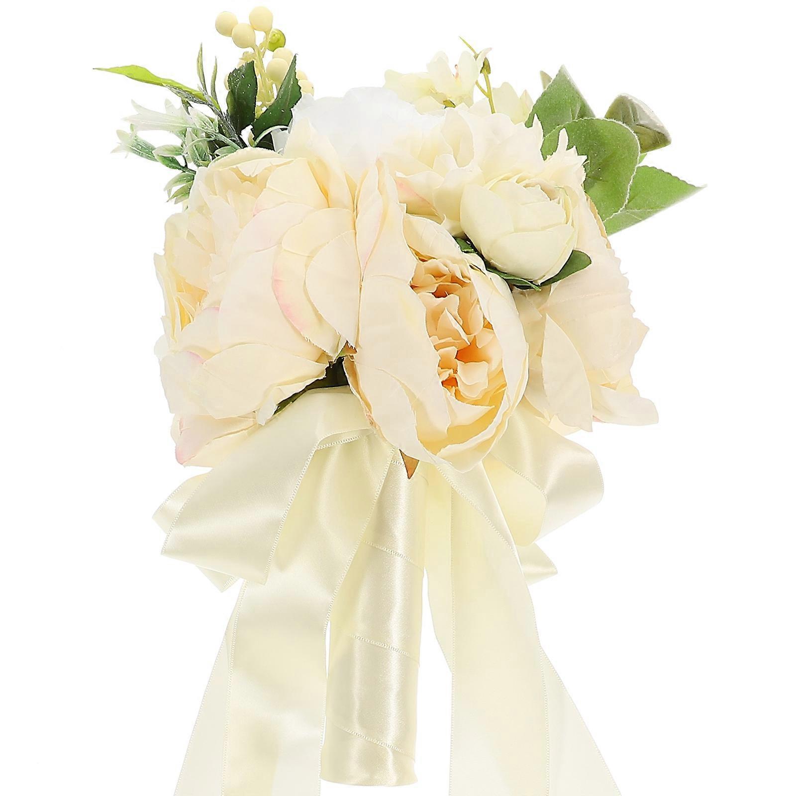 Artificial Hand Bouquet Simulation Flower Bouquet Wedding Ceremony 20x20x26cm Brides 1Pack