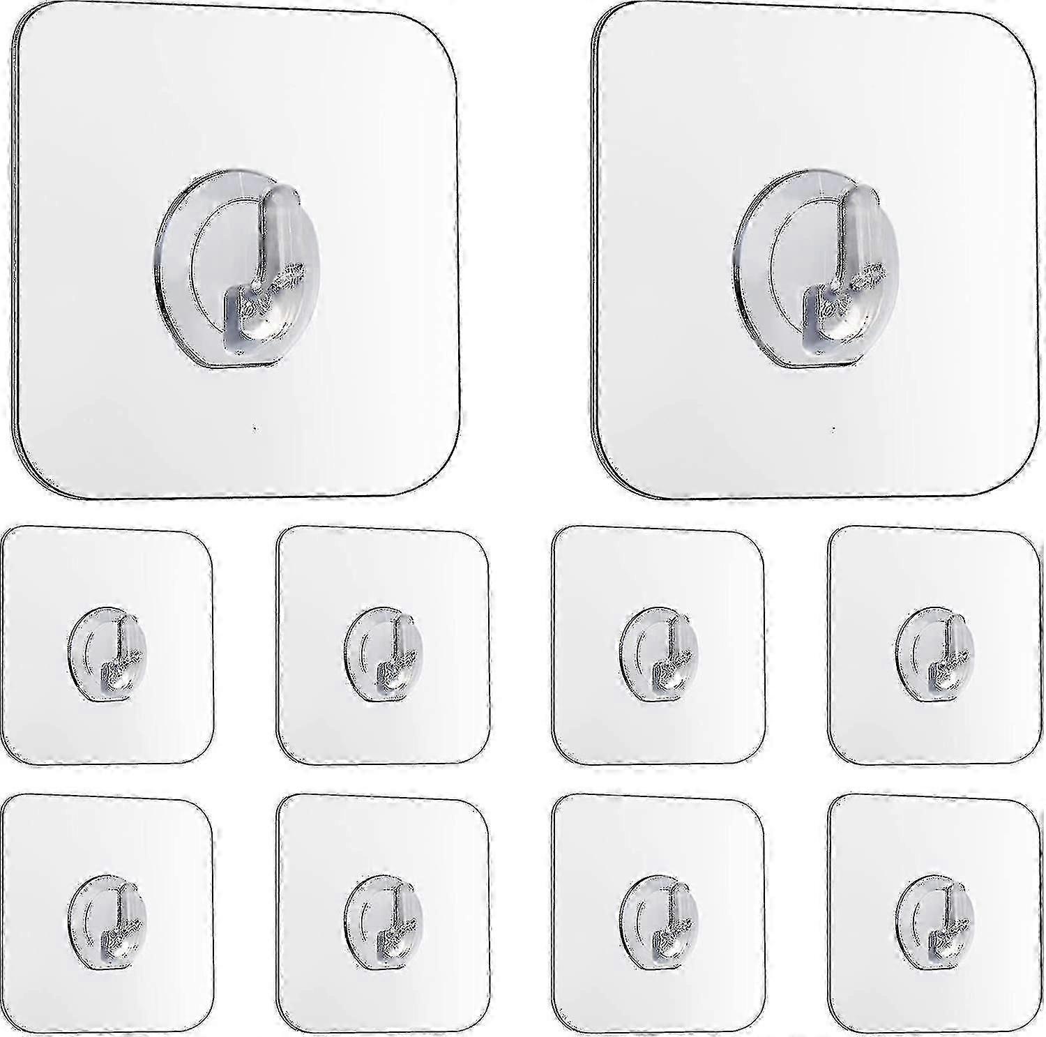 Magic Hooks, läpinäkyvä itseliimautuva, irrotettavat raskaat tarrakoukut keittiöön, kylpyhuoneeseen, oviseinään, 10 kpl musta