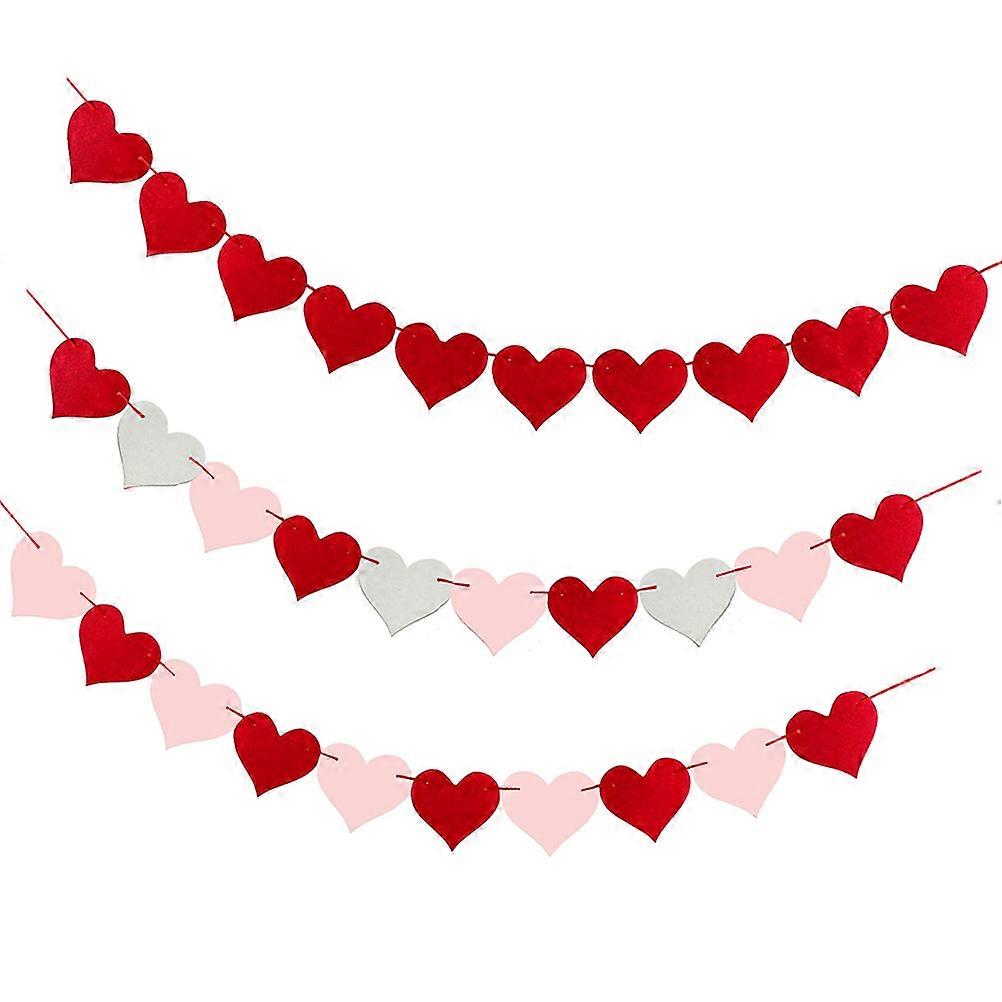 Valentine's Day Decorative Garland White Hessian Cloth Photo Backdrop 3Pcs
