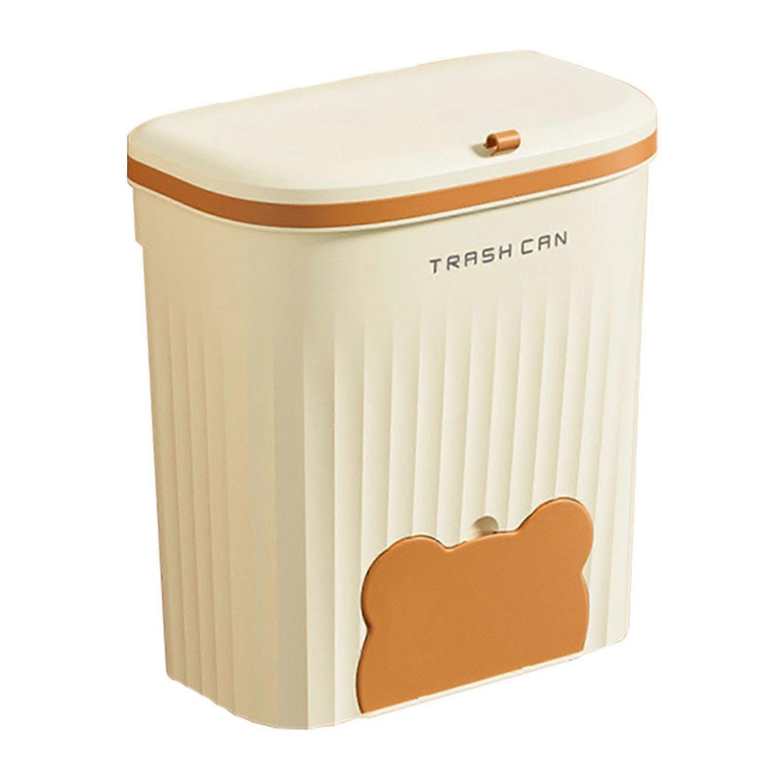 Desktop Trash Can with Lid, Hangable Kitchen Trash Can for Vanity Tabletop