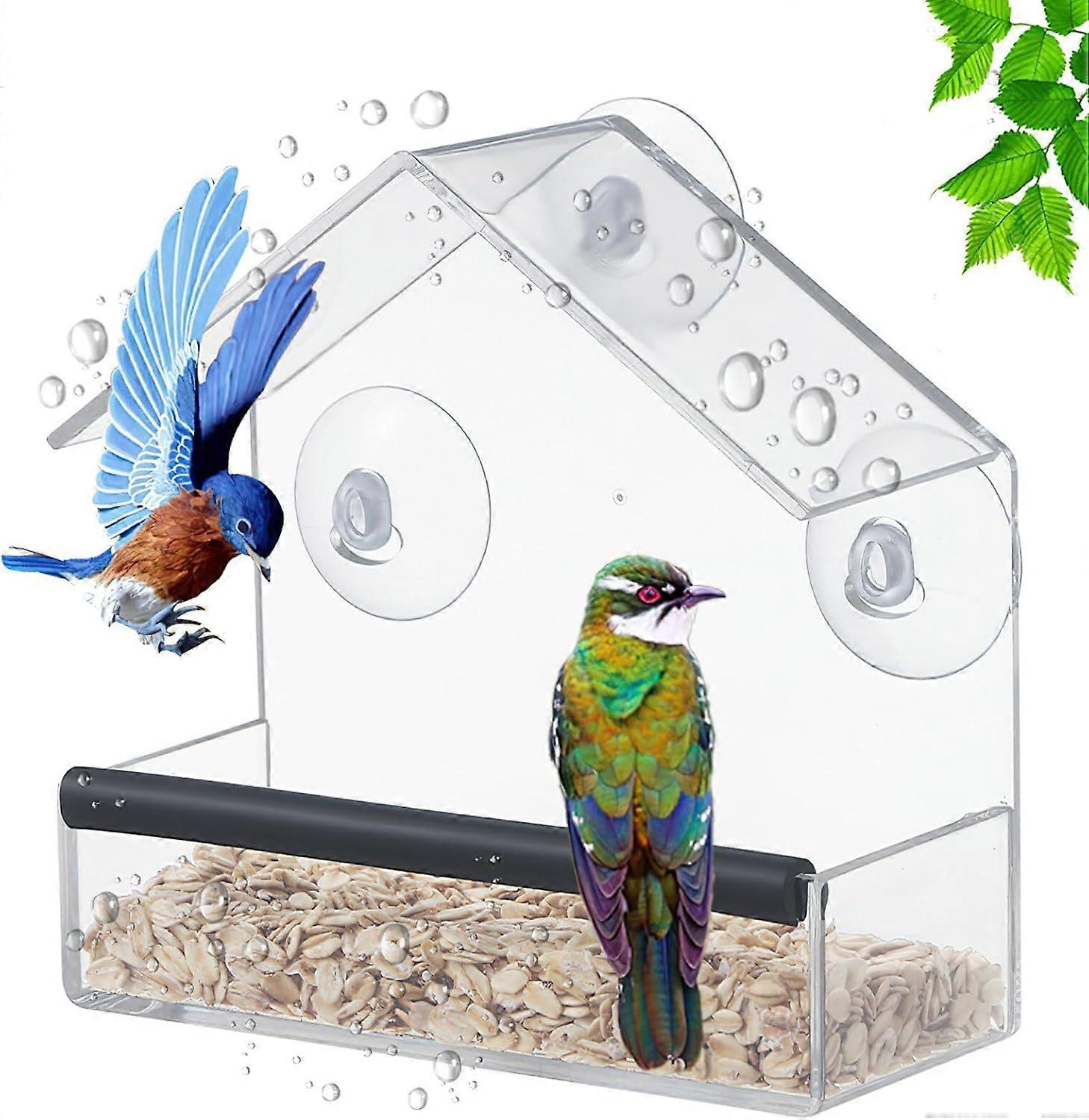 Window Bird Feeders, Small Bird Feeders Only for Small Birds, Transparent Bird Feeders with Strong Suction Cups, Outdoor Garden Feeder
