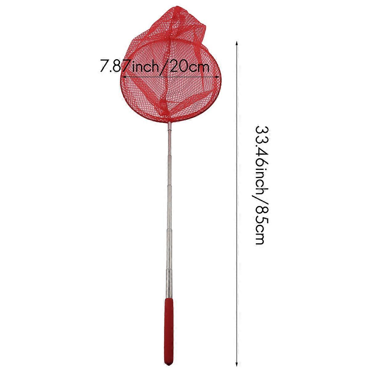 Outdoor Net Bag Stainless Steel Telescopic Catching Net-Red