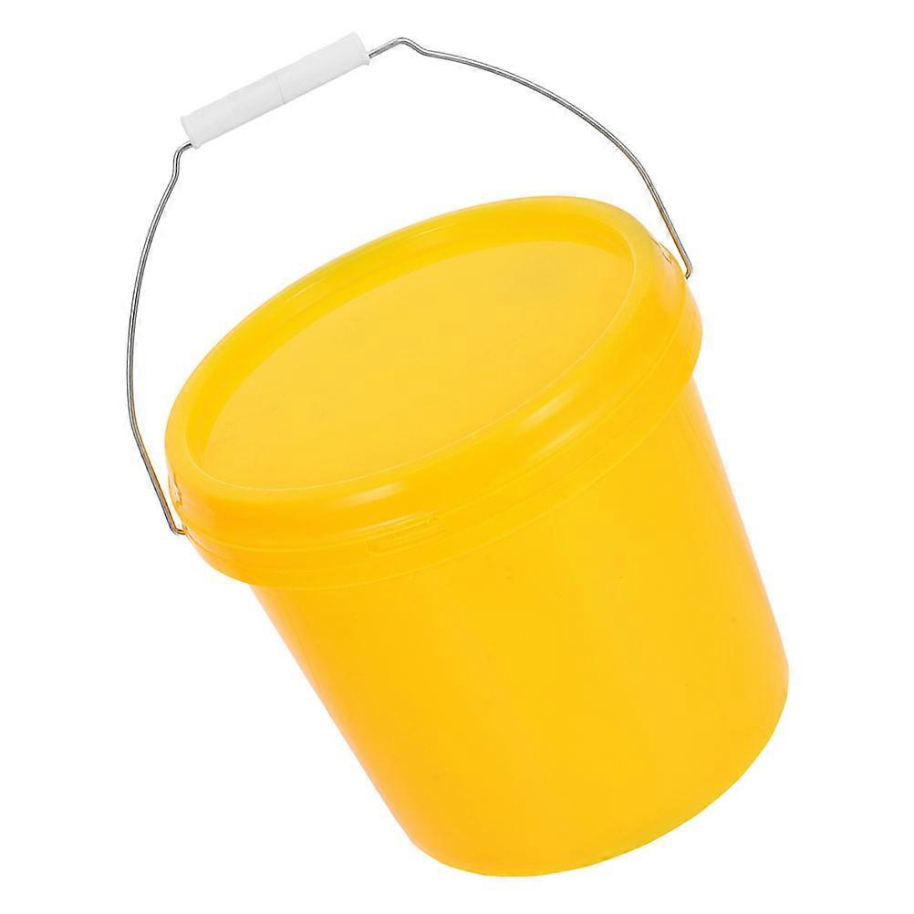 Cleaning Buckets Plastic Bucket With Lid For Home Use Leakproof Storage 5L Round Yellow 1Set