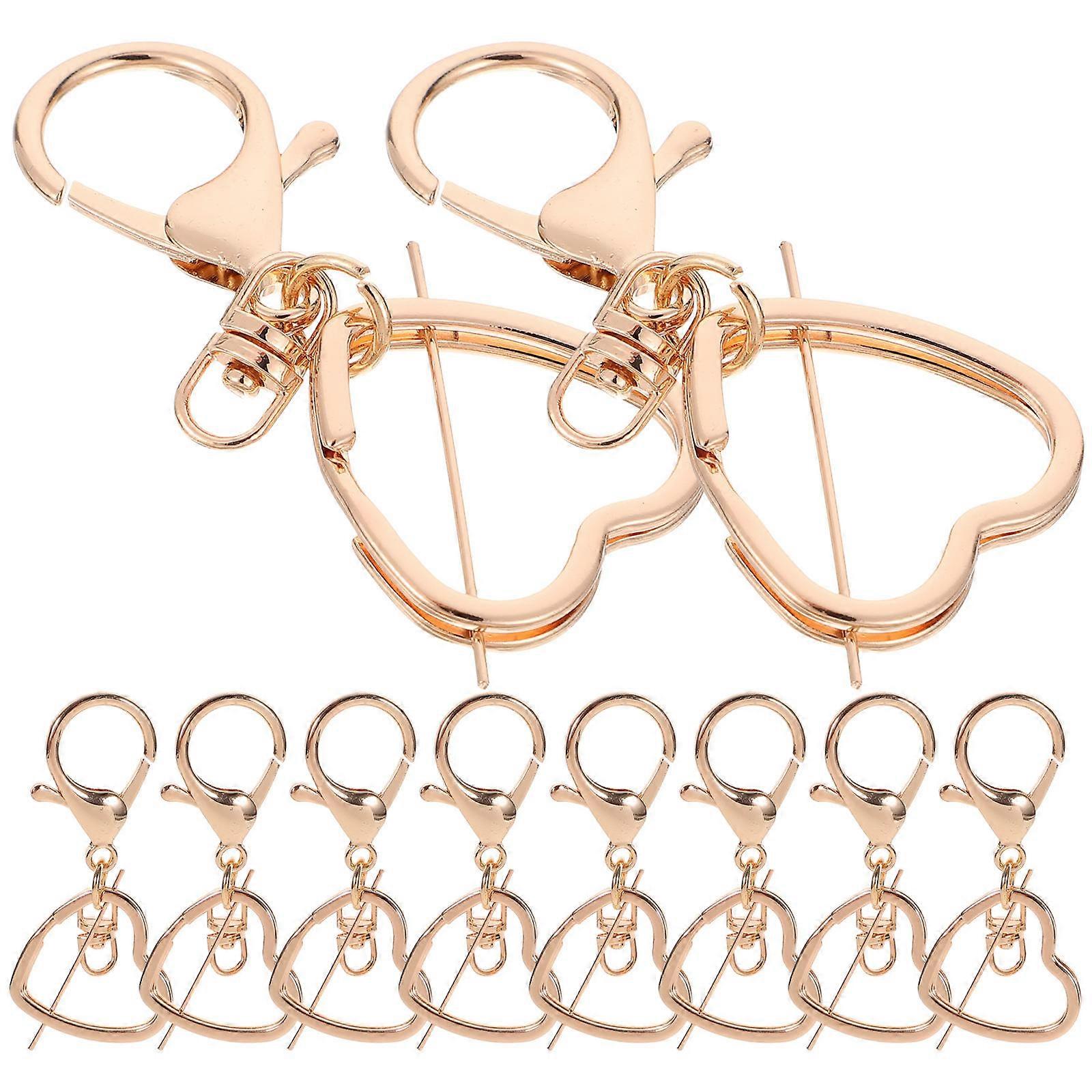 Small Heart Keychains Heart Ring Keychain present Giving Metal 6.5X3cm Bag Charm 10Pcs