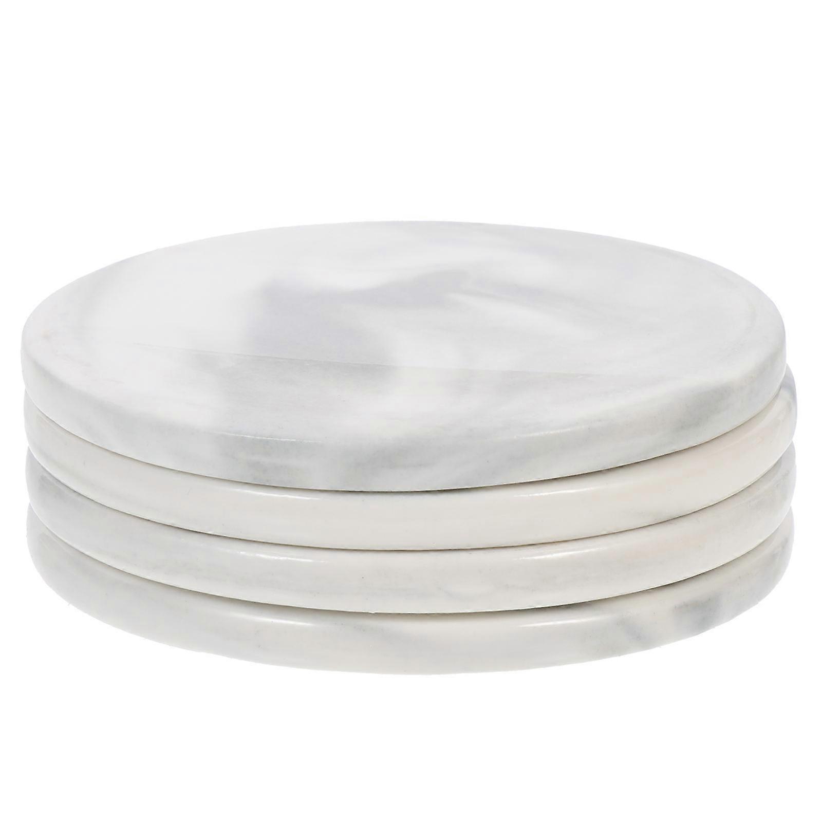 Drinks Mats And Coasters Ceramic And Wood Round Scandinavian Style 4Pcs