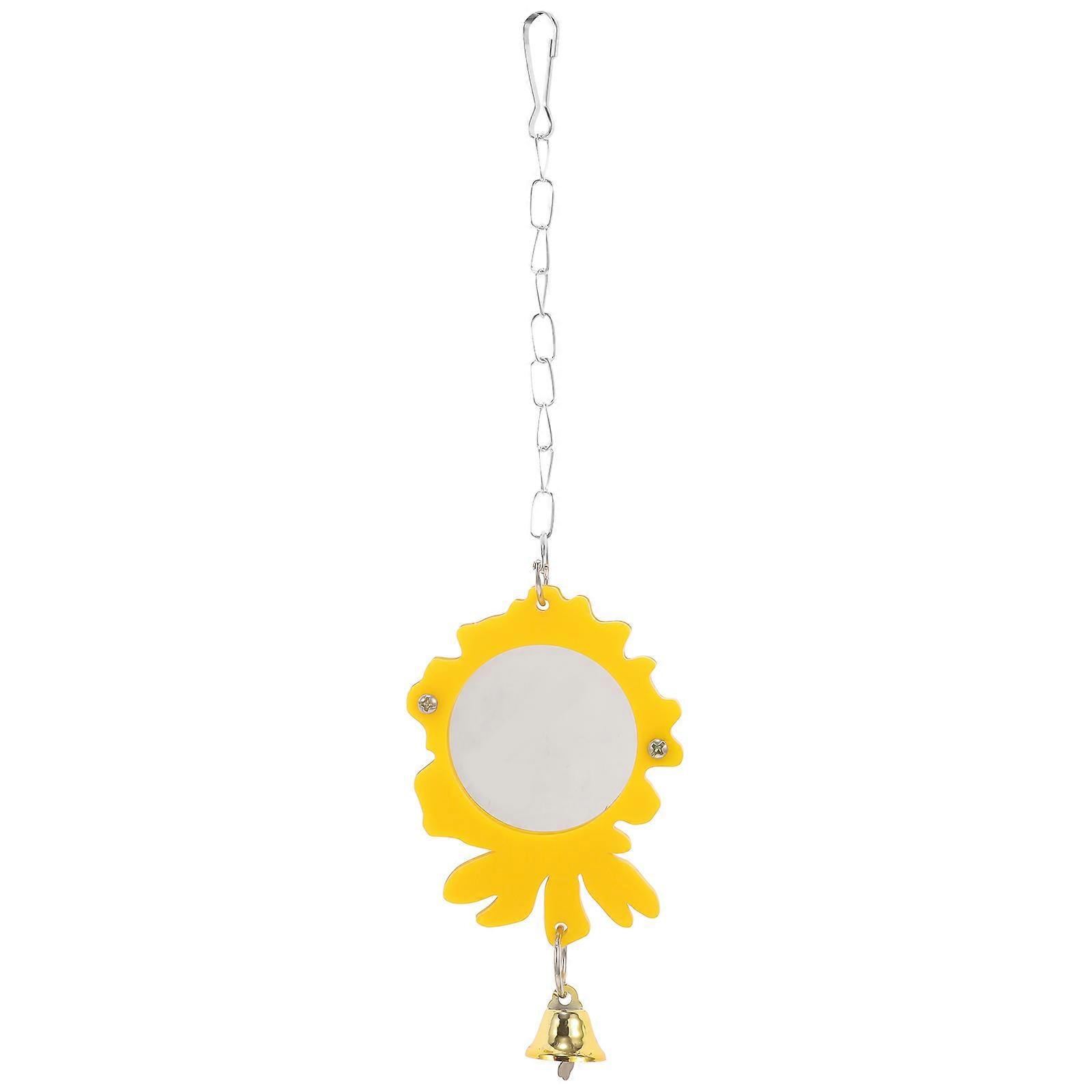 Bird Parrot Toys Bird Mirror Parrot Cage Supply Flower Shape Acrylic Auditory Stimulation 1Pcs