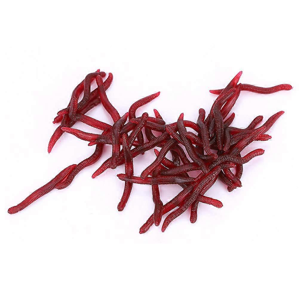 Fishing Bait 4 cm Soft Silica Gel Earthworm Simulation Bait for Freshwater & Saltwater Fishing (100 pcs/set)