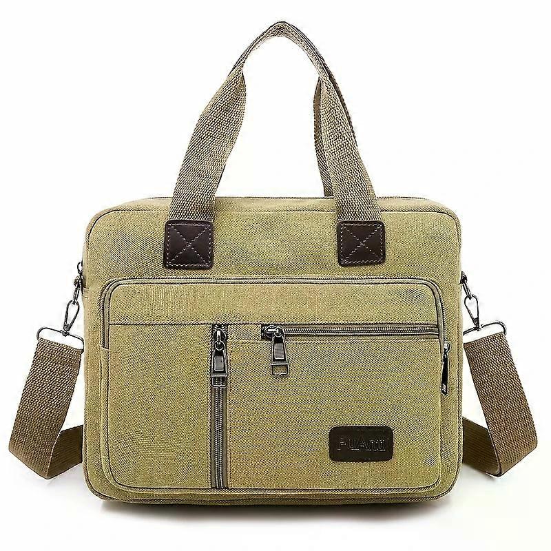 [Functional Design]Large Capacity Men's Canvas Shoulder Bag-Casual Black with Adjustable Strap,Multiple Zip Compartments for Travel&Daily Use