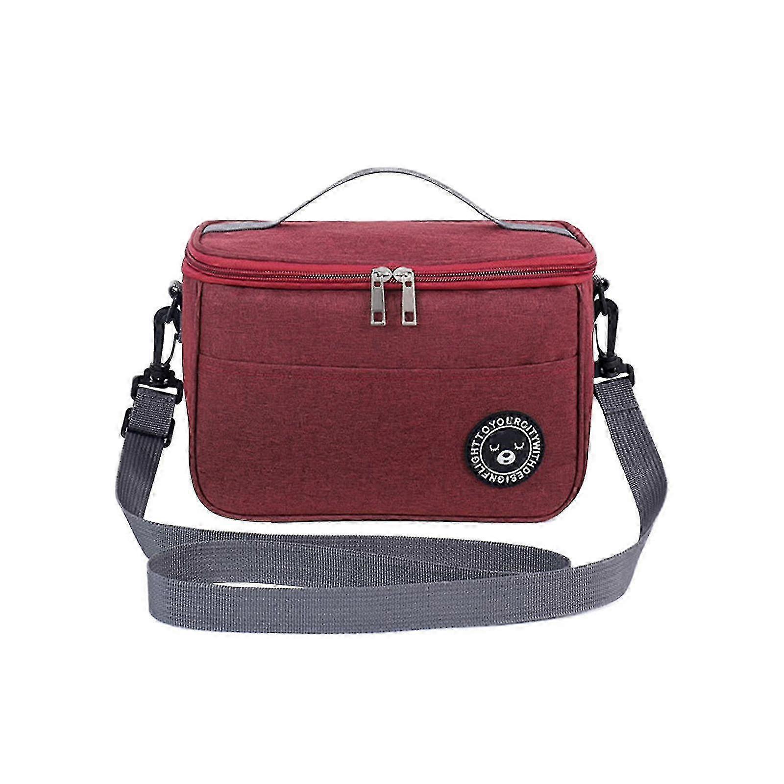 Large Capacity Insulated Lunch Bag With Adjustable Shoulder Strap, Reusable Cooler Bag For Picnic, Work, School - Navy Color