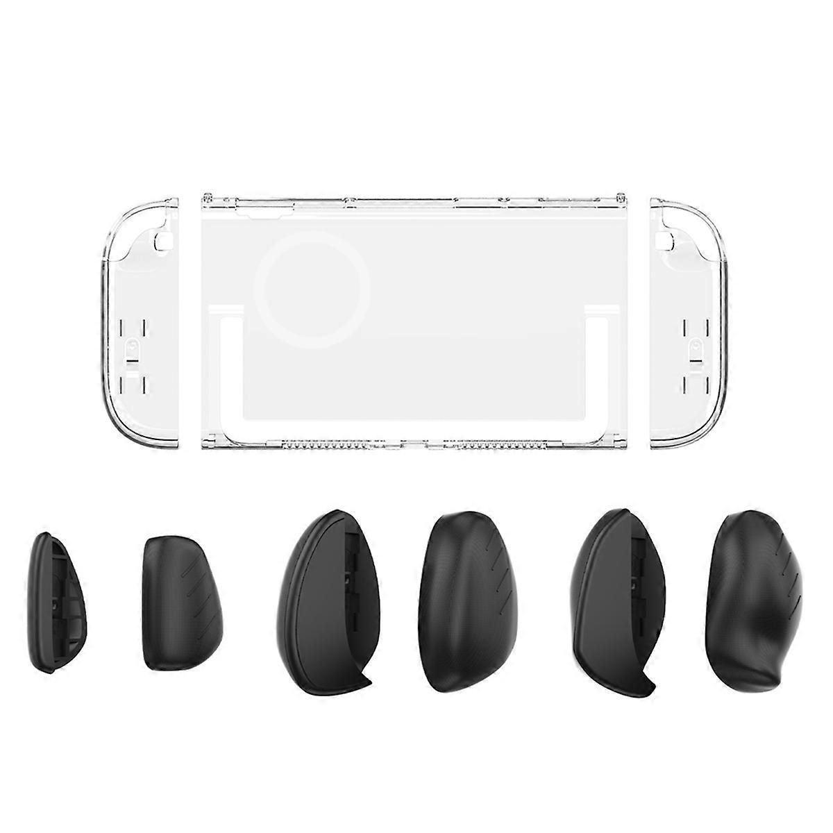 Transparent Shell+Grip Case Kit for Switch2 Game Console Ergonomic Grip Protector Case Shell Cover with Replace Grips D