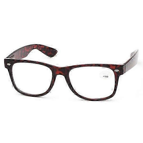 Brown Leopard Wayfarer Reading Glasses with Power