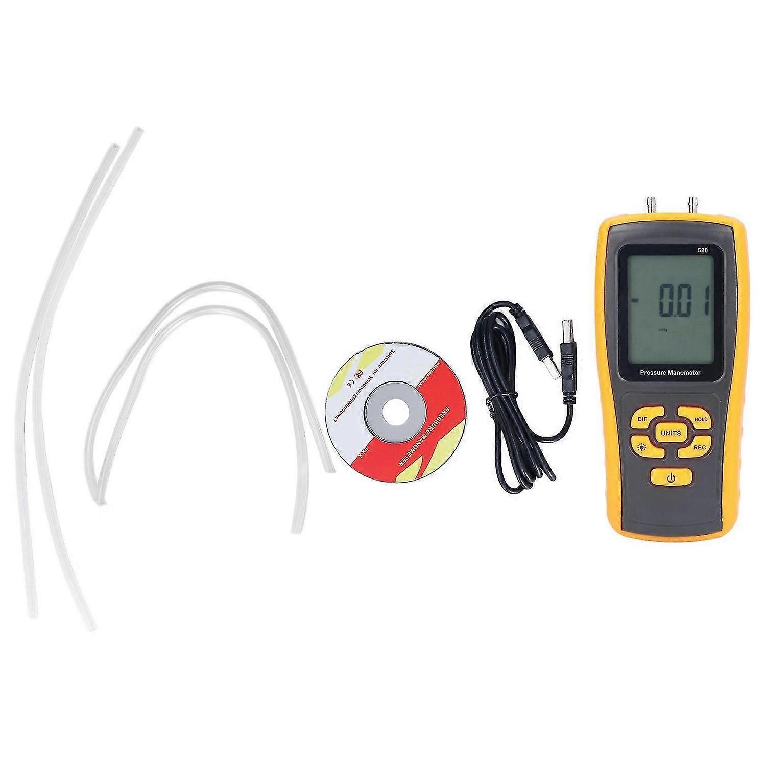 Digital Manometer ABS Rubber Handheld Air Gas Pressure Tester for Filter Resistance Wind Speed