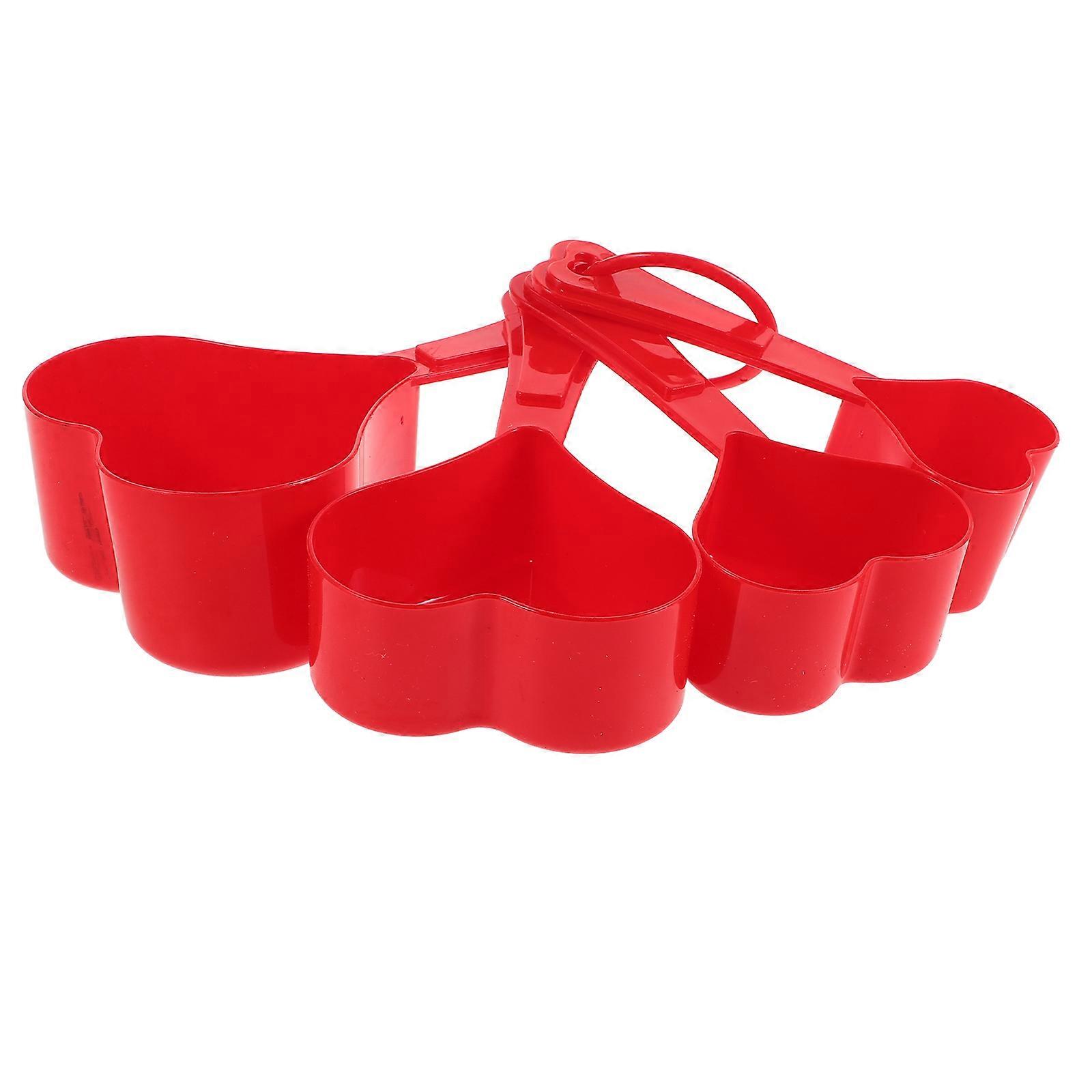Measuring Spoon Set Heart Shaped Kitchen Tools Plastic Red for Baking 1Set