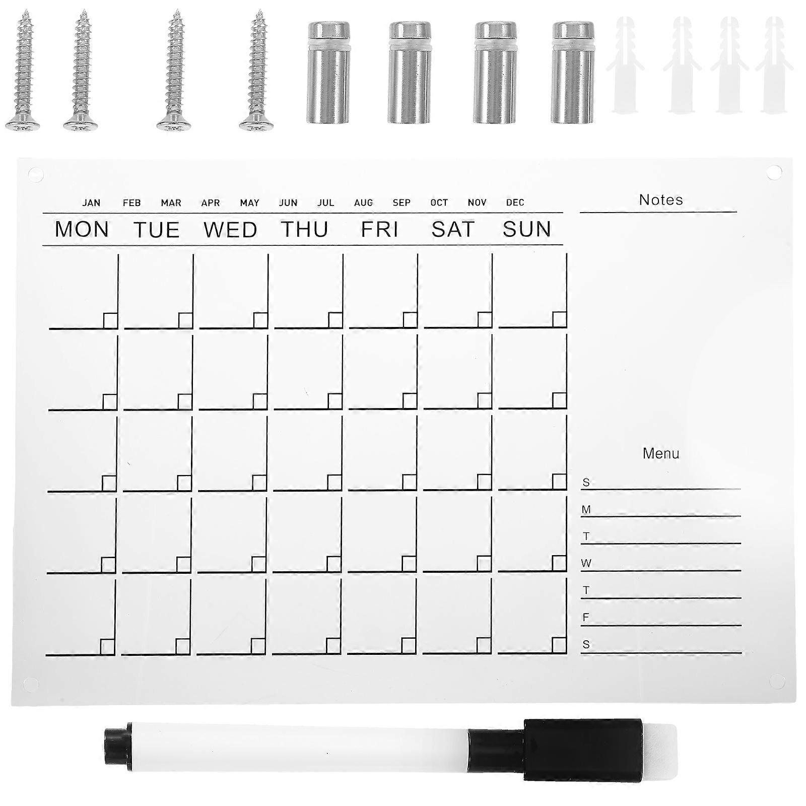 Acrylic Dry Erase Weekly Calendar Board Wall Mounted Planner with Push Pins and Marker for Home Office – Lightweight and Easy to Hang