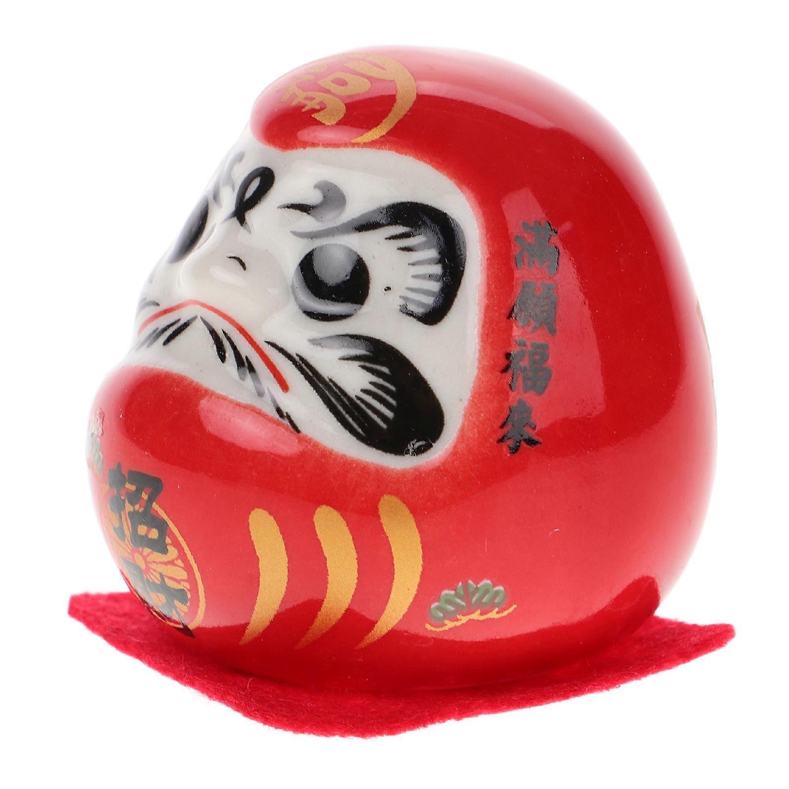 Japanese Doll Ceramic Figurine Symbol of Luck Home Entrance Decoration Round Shape 1Pack