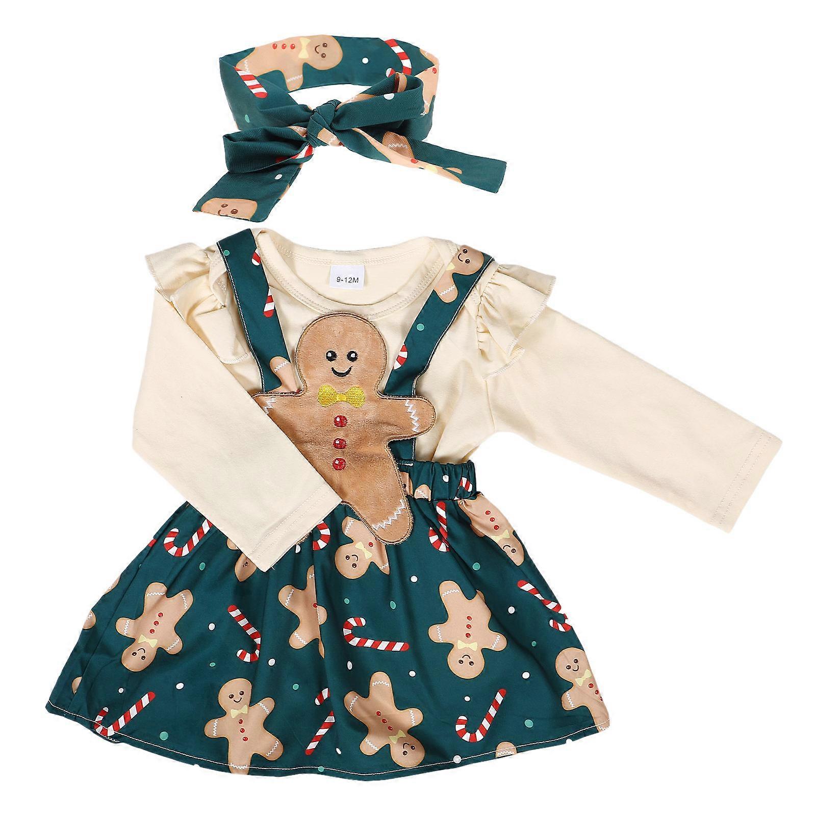 Infant Fall Outfit Christmas Party Long Sleeve Top And Suspender Skirt Set Beige 1Set