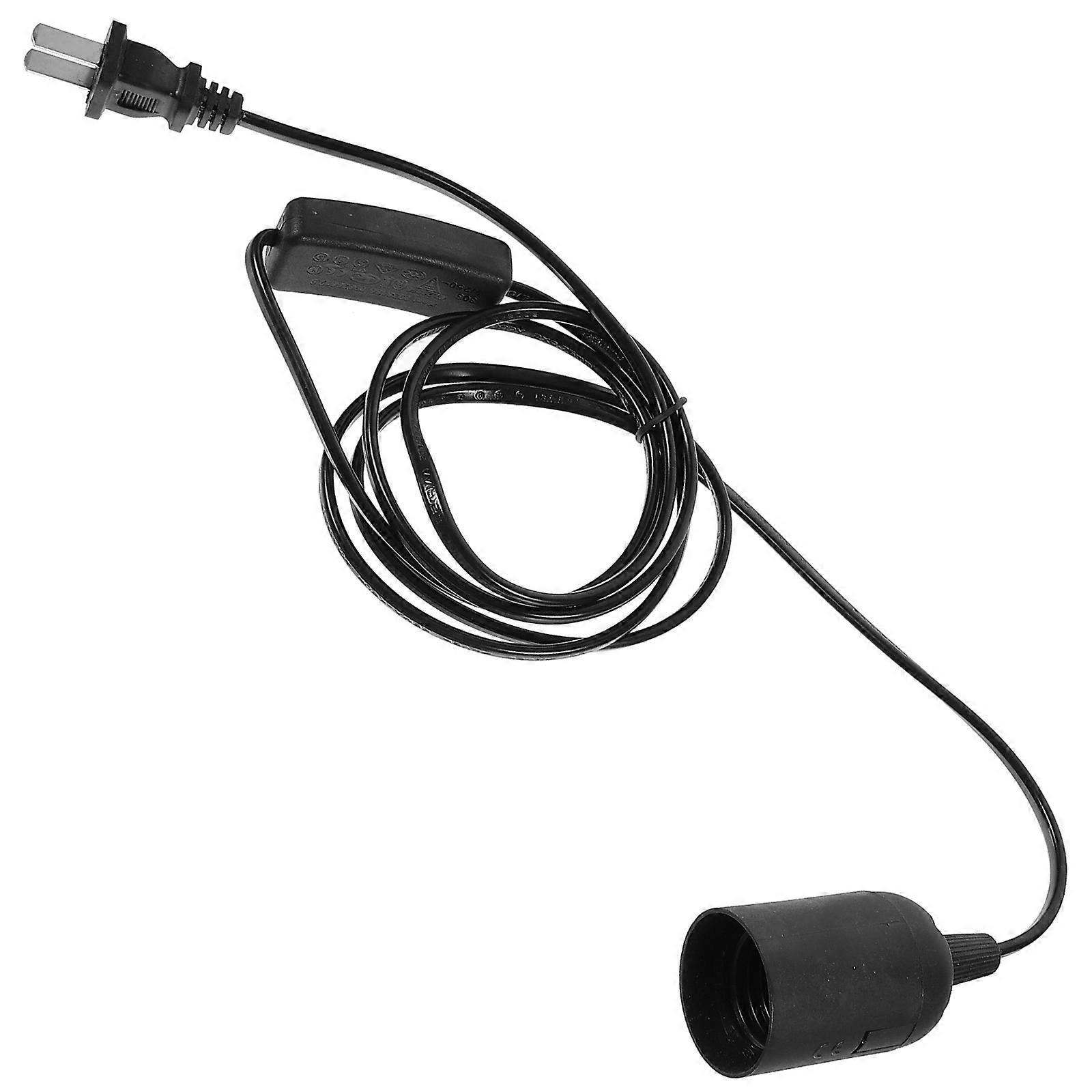 Black Lamp Cord with Light Socket Plug Compatible with E26 E27 for Lighting Use 6 Foot Length