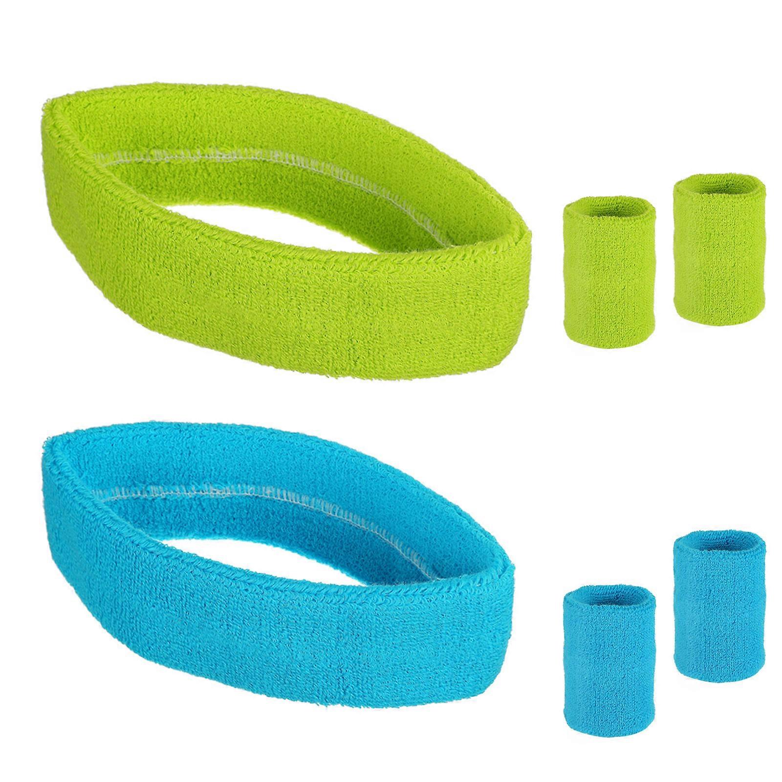 Sports Headband and Wristband Sweatbands Set for Running, Gym, and Fitness Activities