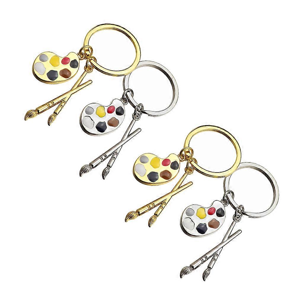 Chic Design Key Ring Silver Assorted Color Pendant Charm Daily Use 4Pcs