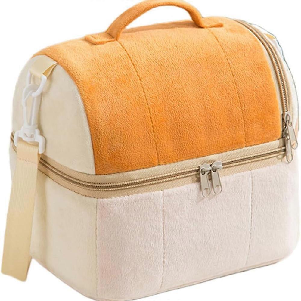 Insulated Double Deck Lunch Bag for Students - Large Capacity Leakproof Cooler Tote with Easy-Clean Design - School-Friendly Flannelette Lunch Carrier
