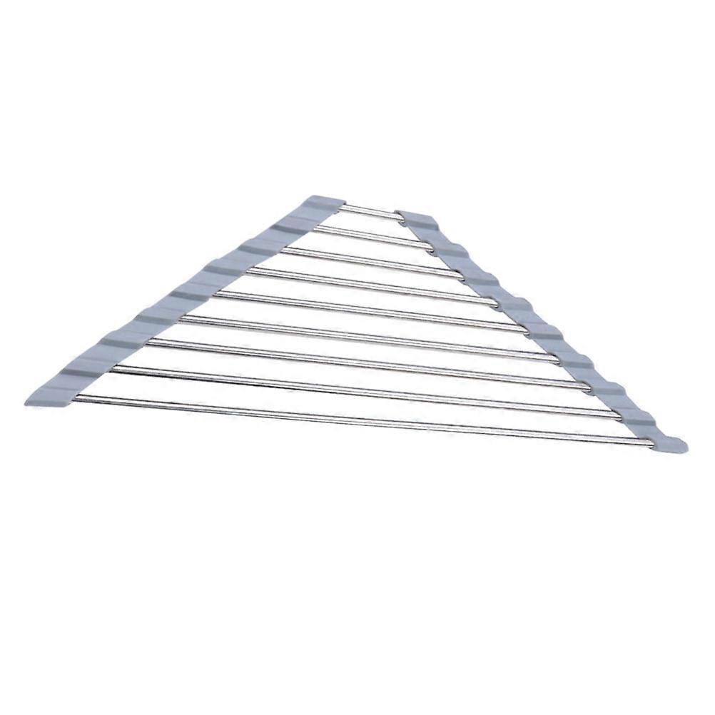 Stainless Steel Triangular Drain Rack Gray Stable Corner Sink Dish Holder Space Saving Tableware Dryer Vegetable Colander Up Design Kitchens